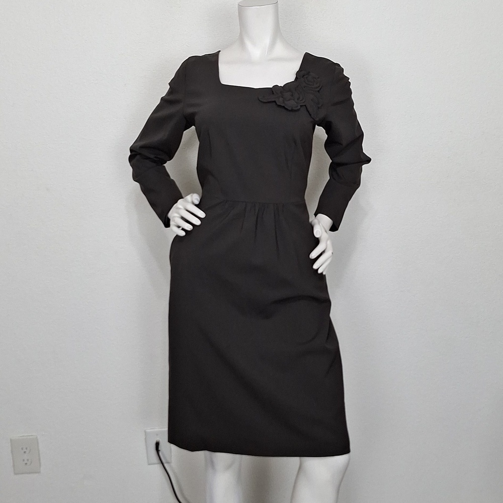 Piazza Sempione Quiet Luxury Dark Gray Wool Dress Made in Italy Size IT 44(8-10)